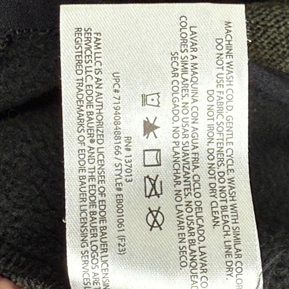 Eddie Bauer Men's Snap Front Fleece Pullover Green Heather Outdoor Hiking Medium - Picture 9 of 9